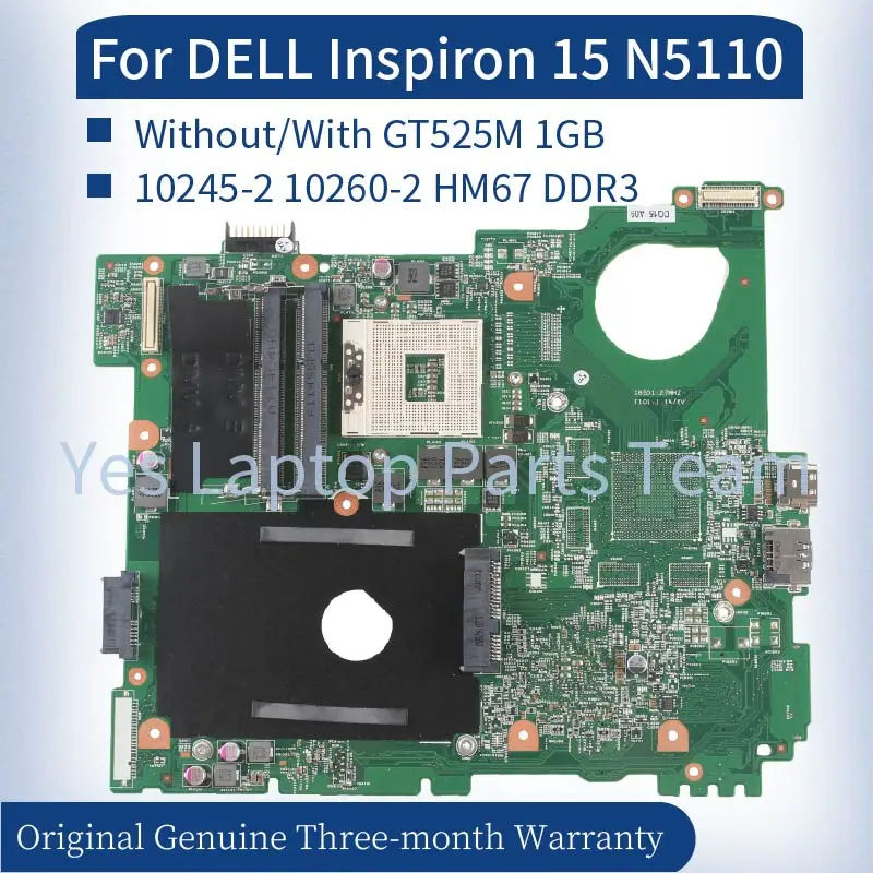 para Dell Inspiron Laptop Mainboard 0g8rw1 07gc4r 0vvn1w 0j2ww8 0nkc7k Hm67 Mwxpk Motherboard Notebook 102452 1026015 N5110