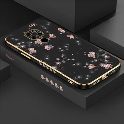 Elegant Floral Design Silicone Phone Case - Soft Plating Cover - Mate 20 Pro (Black - 716)