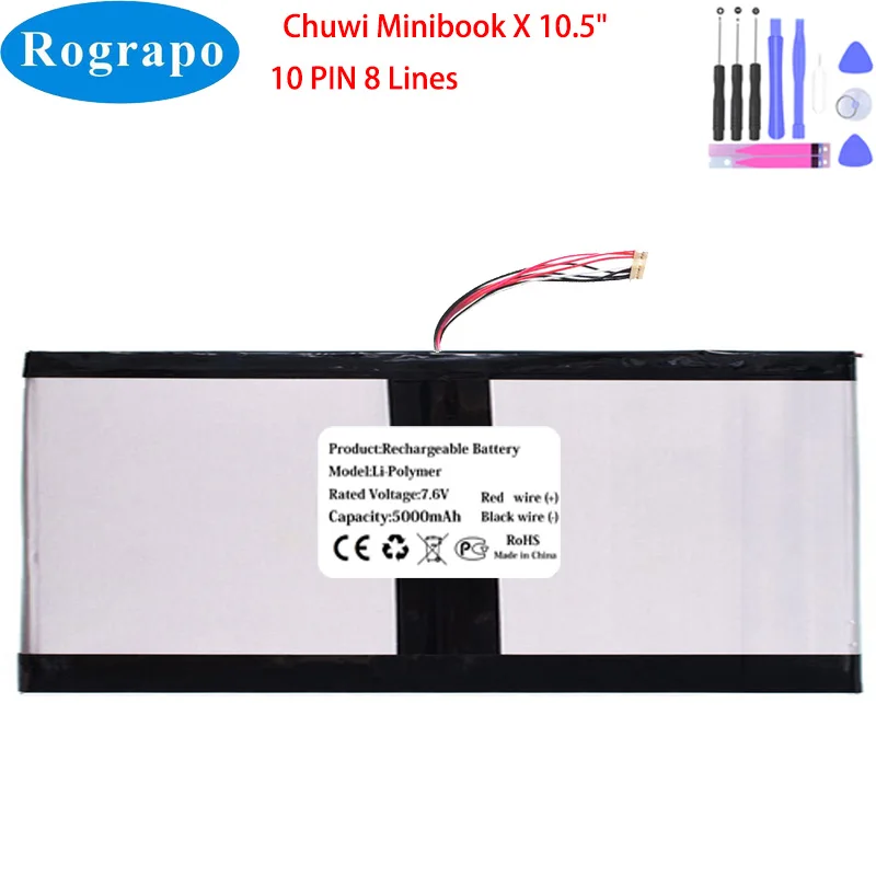 

Новый аккумулятор 7,6 в 5000 мАч 505592-2S1P 2ICP5/55/92 для ноутбука Chuwi Minibook X 10,5 дюйма, 10-контактный 8-проводной разъем