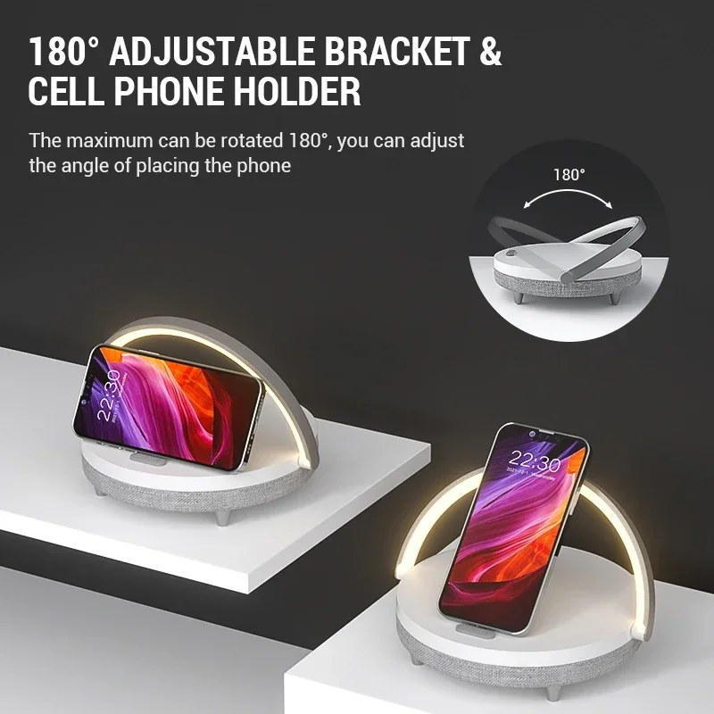

15W Fast Wireless Charging LED Light Suitable For iPhone 13 13 Pro 12 Charging Stand With Three Dimming Bluetooth Speakers