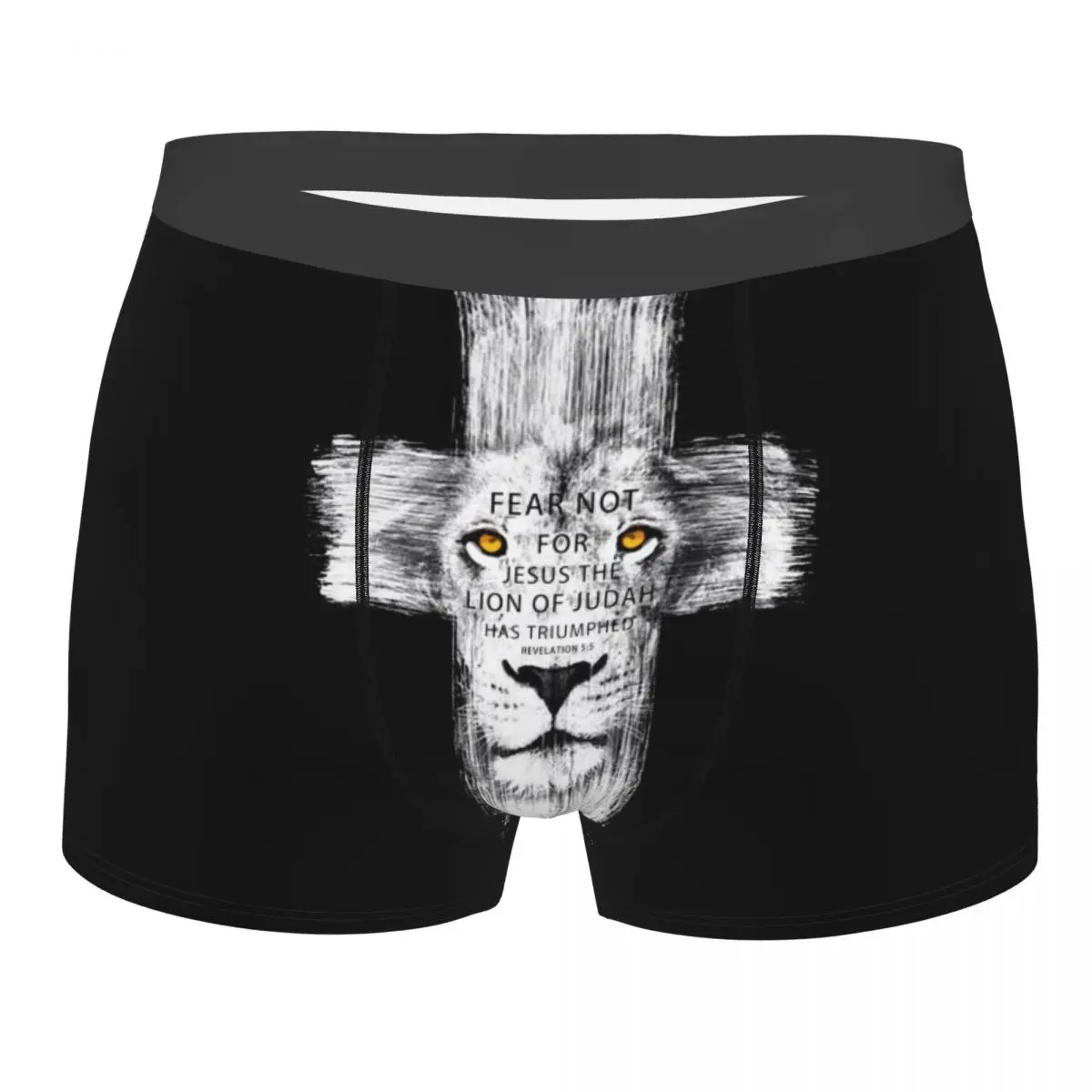 

Men Boxer Shorts Panties Cool Lion Of Judah Jesus Cross Lion Breathable Underwear Male Novelty S-XXL Underpants