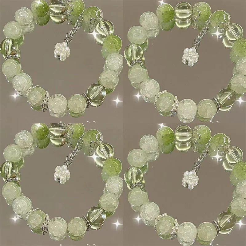 Bracelet Simple Green Popcorn Crystal Bracelet For Women Girls Korean ins Flower Fox Feather Tassel Bracelets Friendship Jewelry Gifts