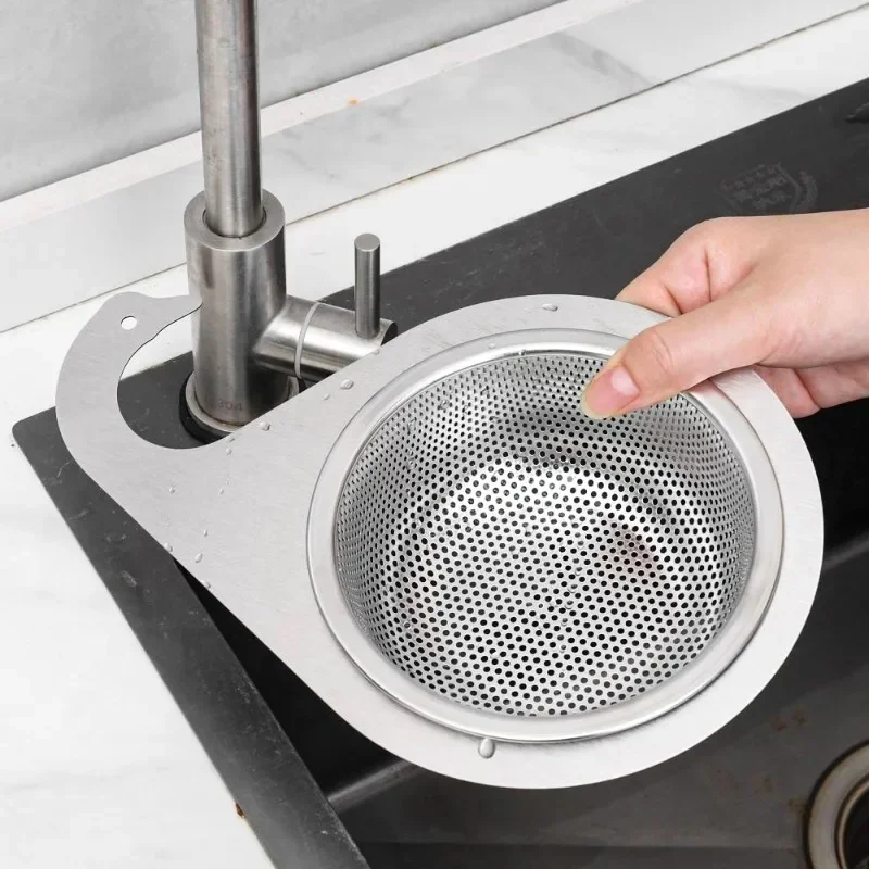 Stainless Steel Swan Sink Strainer Basket Removable Goosehead Storage Drainage Basket Kitchen Fruit Vegetable Hanging Drain Rack