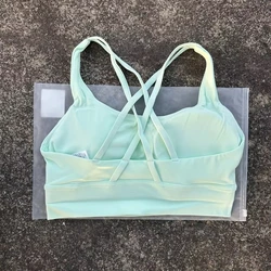 Solid Color Cross Back Women's High - Impact Fitness Bra with Removable Padding - S (Tiffany Blue)