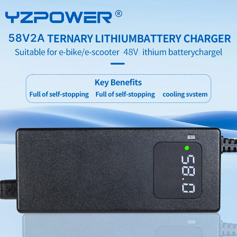 YZPOWER 58V 2A Leod Acid Ladegerät für 48V UrbanGlide E-CROSS PRO/E-CROSS PRO E-Scooter-Aufladung – Smart CC-CV Ladegerät, LED-Status – Detail 2