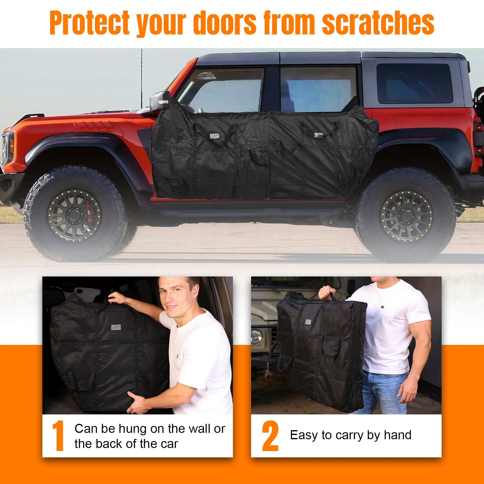 4pcs Door Storage Bag Doors Protection Storage Bag Doors Panels Organizer Bag for Ford Bronco 2021 2022 2023 2024 2025 4 Door