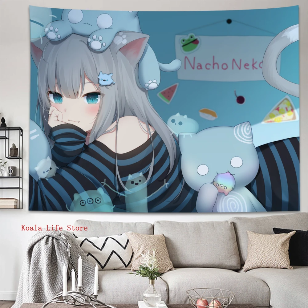 

Гобелен в стиле аниме Nachoneko, Милый домашний декор, гобелены для спальни, 73x95 см, настенное художественное украшение комнаты