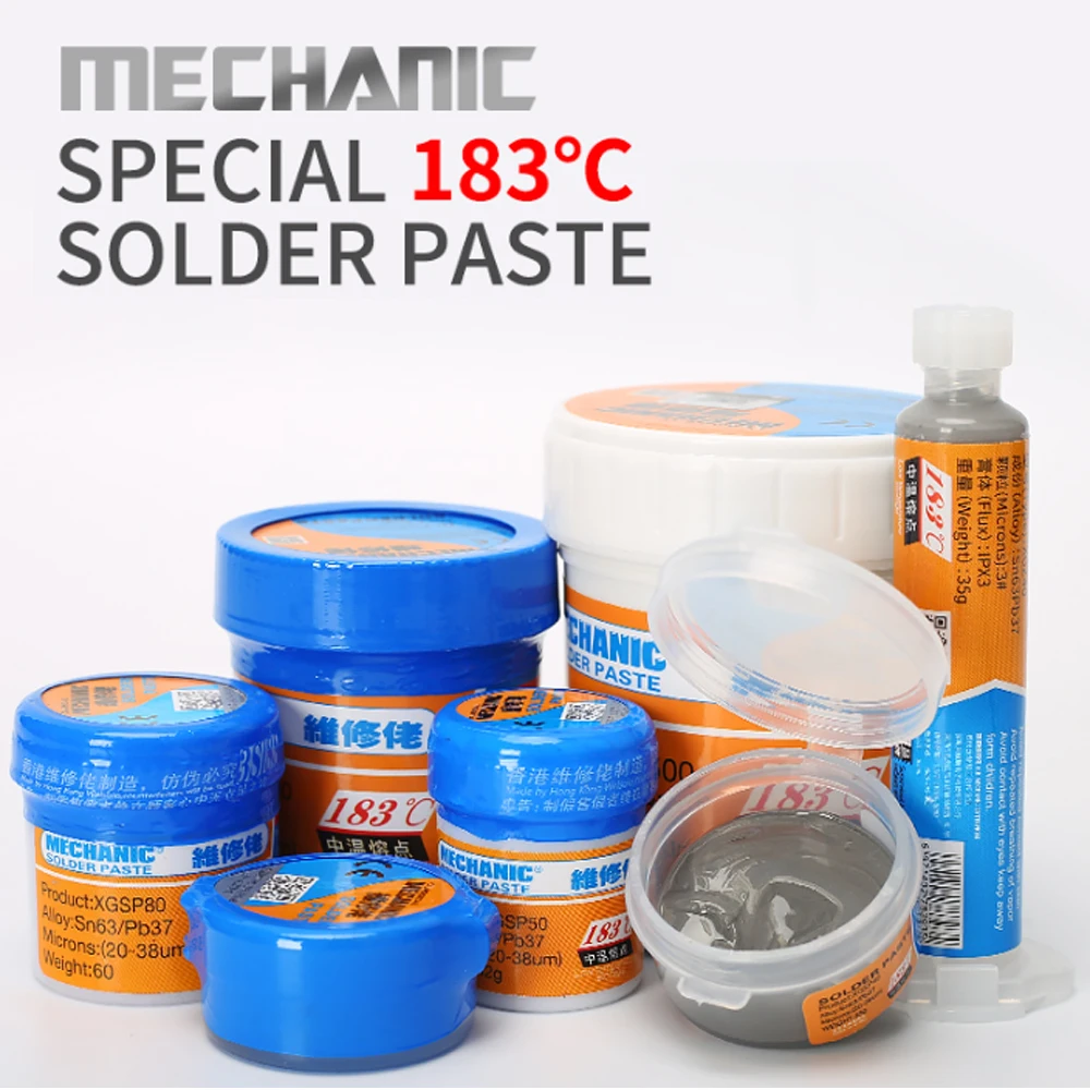 

MECHANIC 183℃ Melting Point Original Solder Tin Paste Welding Flux Soldering Cream Sn63/Pb37 Repair PCB BGA CPU LED Rework Tools