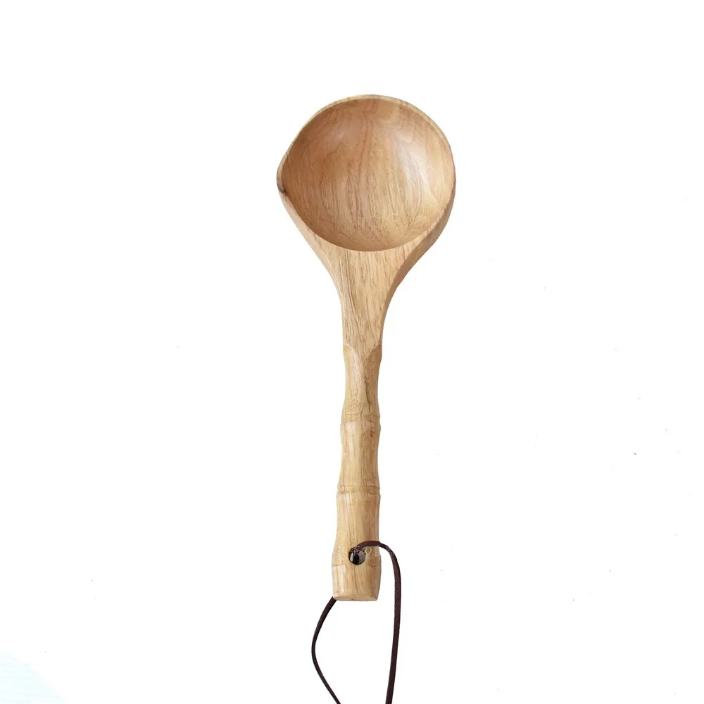 *Beech Scoop Solid Wood Short Handle Rice Scoop Water Bath Sauna Kitchen Bucket Spoon