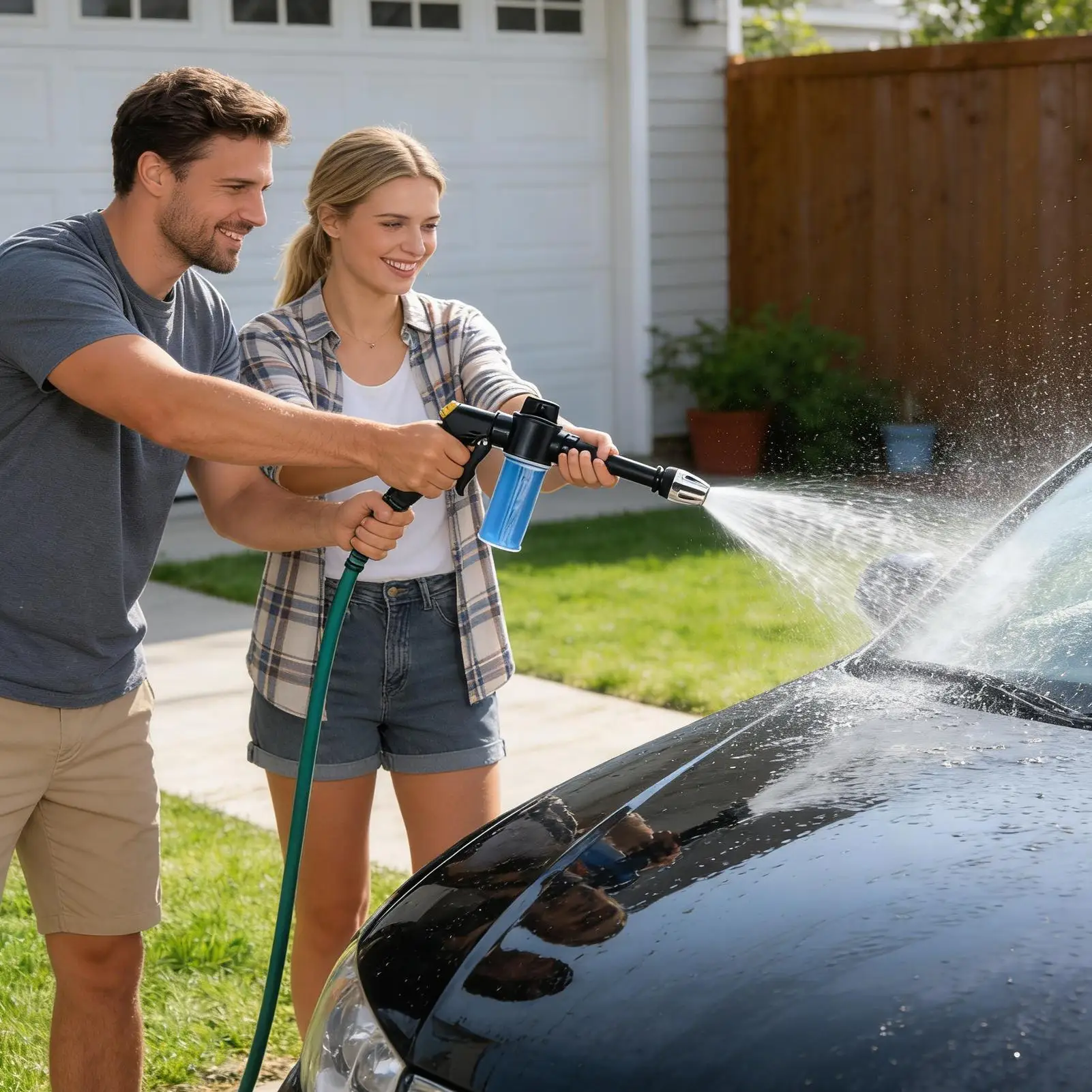 자동차 폼 스프레이어 고압 세척기(디스펜서 병 포함) 조절 가능한 노즐 자동차 비누 스프레이어(자동차, 트럭, 정원, 태양광용)