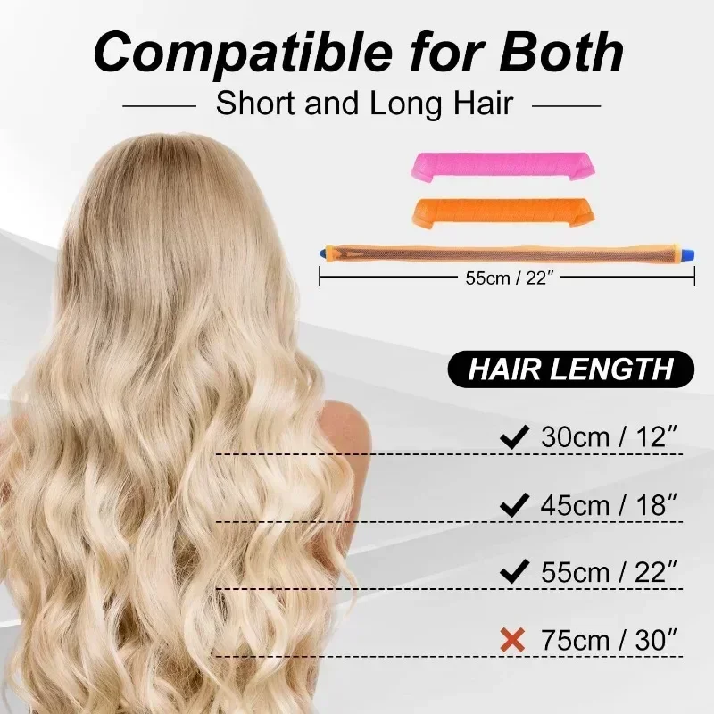 10pcs Heatless Hair Curler No Heat Hair Rollers Sleeping Spiral Curls Styling Set