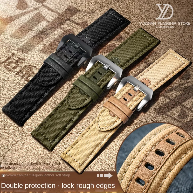 Cinturino Pelle Mimetica Blu Per Panerai - 22 24 26 Mm - Adatto Per PAM Sub Luminor