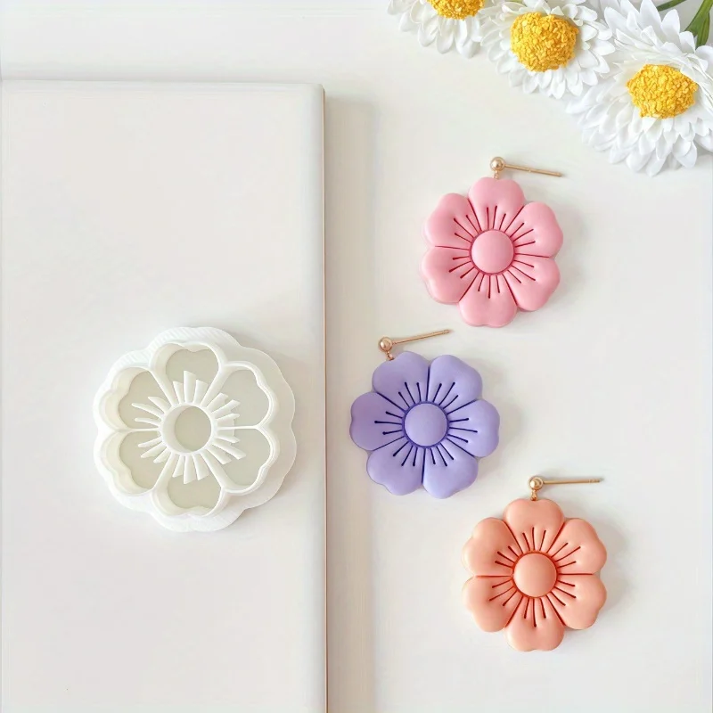 1Pc 소프트 세라믹 폴리머 클레이 컷팅 머신 로맨틱 꽃 모양 커팅 몰드 DIY 수제 귀걸이 쥬얼리 펜던트 만들기 도구