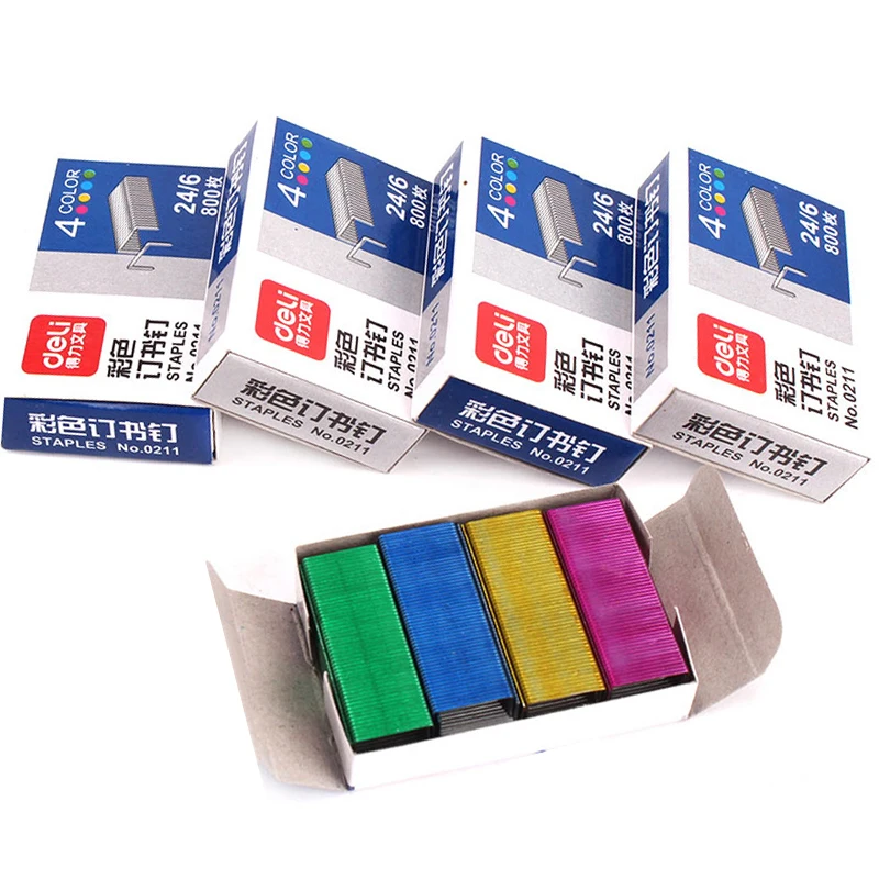 

5 boxes 4000Pcs Metal 24/6 Rose Gold Staples Normal Standard Colored Staples School Paper Stapler Office Binding Stationery