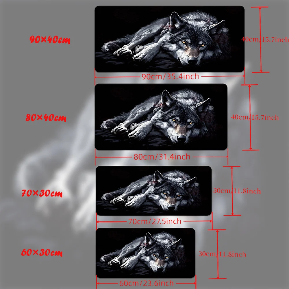 Wolf gaming mouse pad stitched edges detail