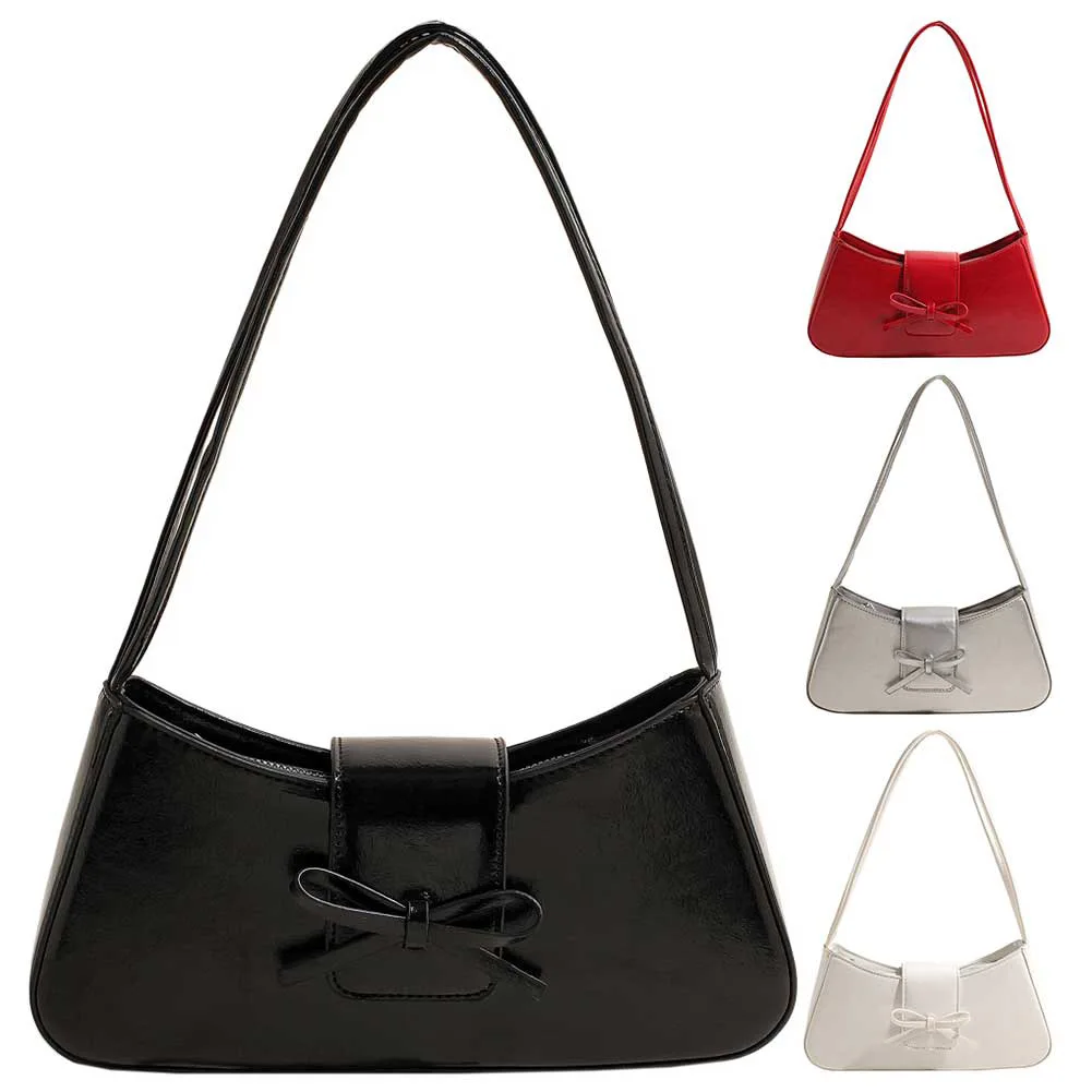 Women Casual Tote Handbag PU Leather Leisure Armpit Handbag Solid Color Travel Underarm Handbag Girls Outdoor Daily Bag