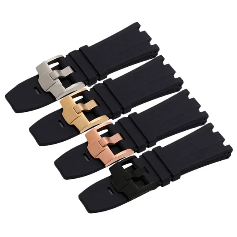 

28mm Top Quality Fluorine Rubber Watch Strap Nature Watchbands Black Belt For Audemars Piguet ROYAL OAK OFFSHORE