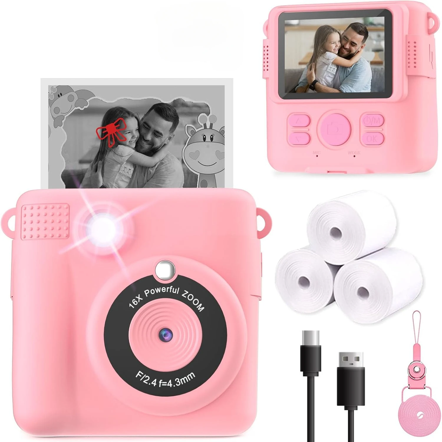 Kids' Instant Print Camera with HD Video and 32GB SD Card - Portable Toy