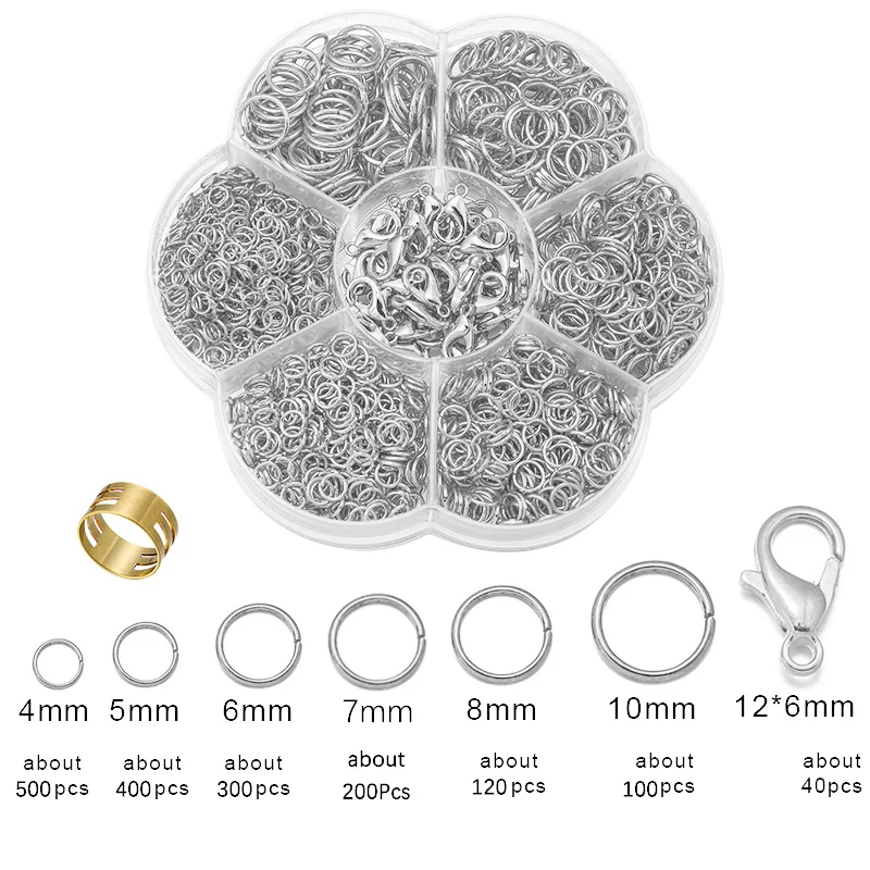 HMCEY Lot De 1010 Anneau Bijoux,Anneau De Saut Ouvert,Bracelet Anneaus