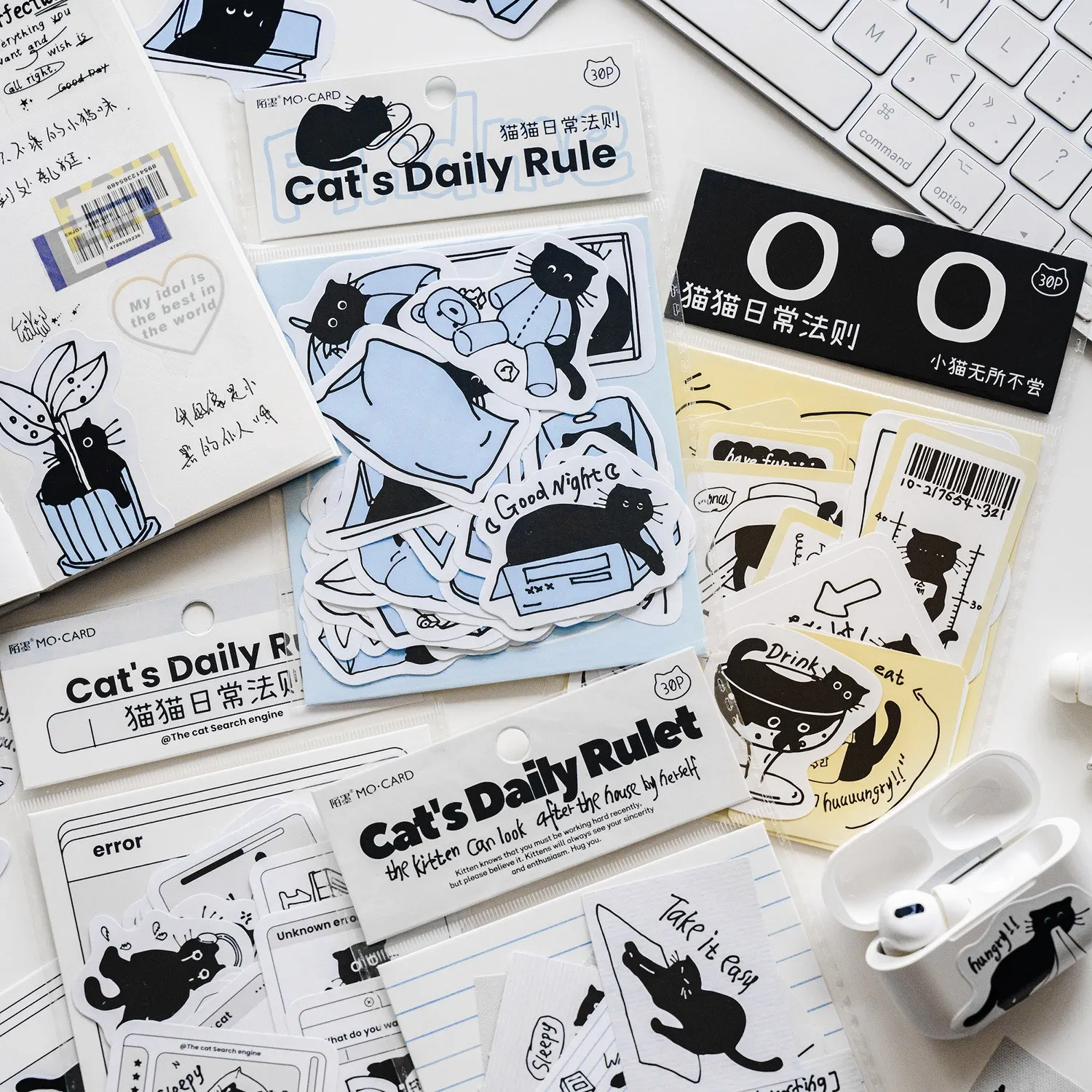 45pcs Kawaii Little Black Cat Aesthetic Diary Travel Journal Paper Stickers  Scrapbooking Stationery School Office Art
