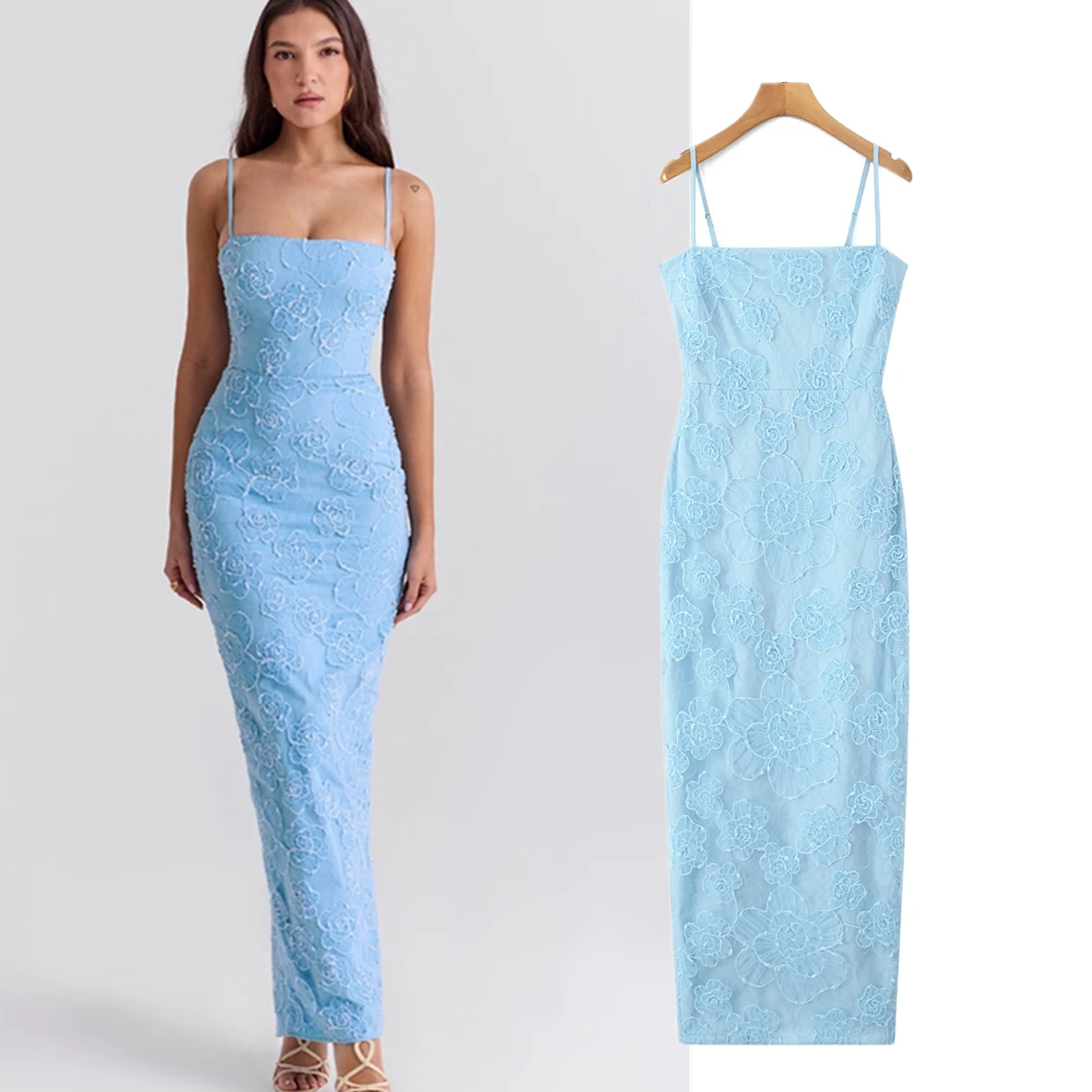 

Withered 2024 Summer French Fashion Fit Dress Ladies Party Lace Suspender Dress Minimalist Slim Vestidos