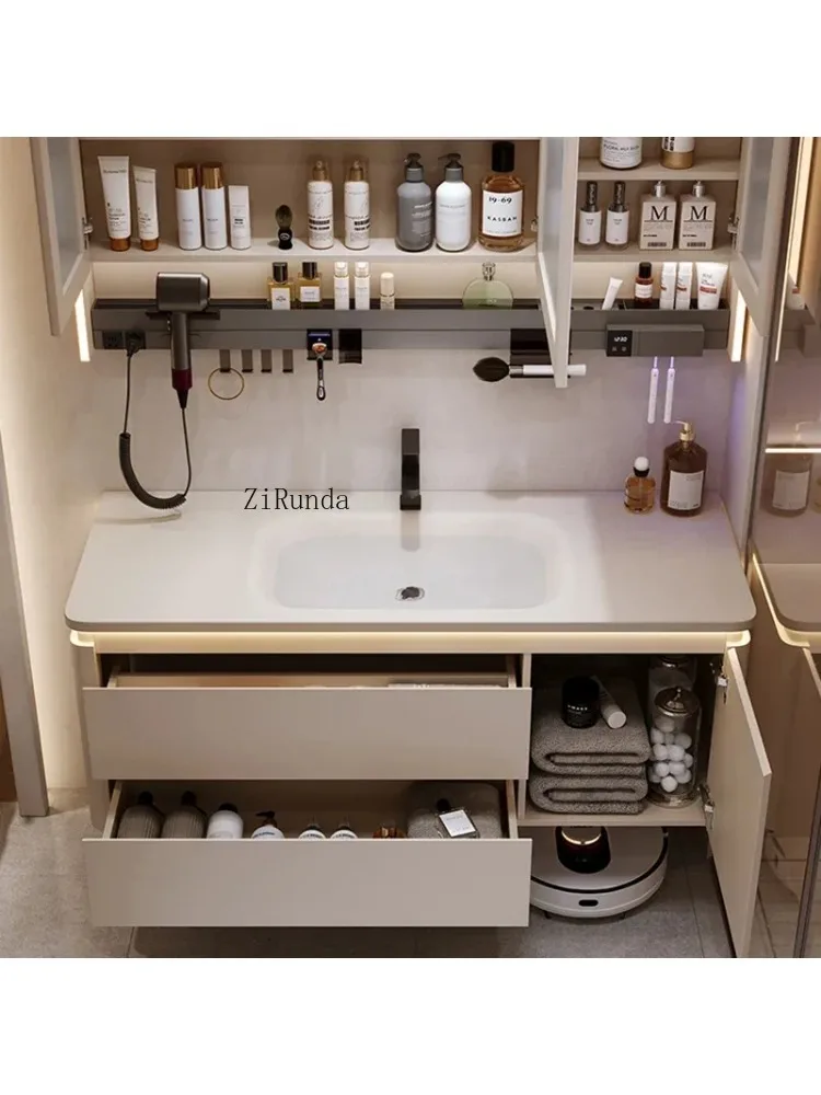 Simple Rock Plate Bathroom Cabinets Wall-mounted Fog-proof Design Smart Mirror Cabinets Home Furniture Arredo Bagno FYBC
