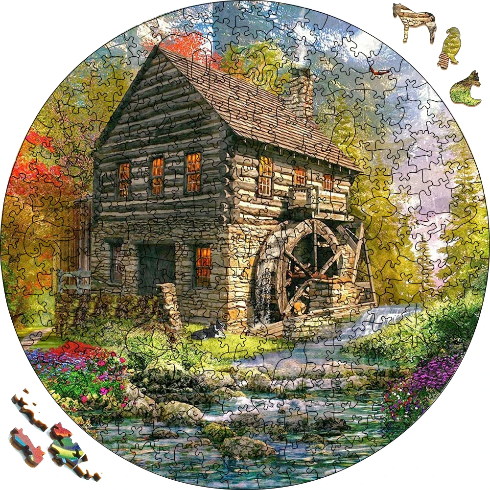 Деревянный пазл Mill коттедж для праздника