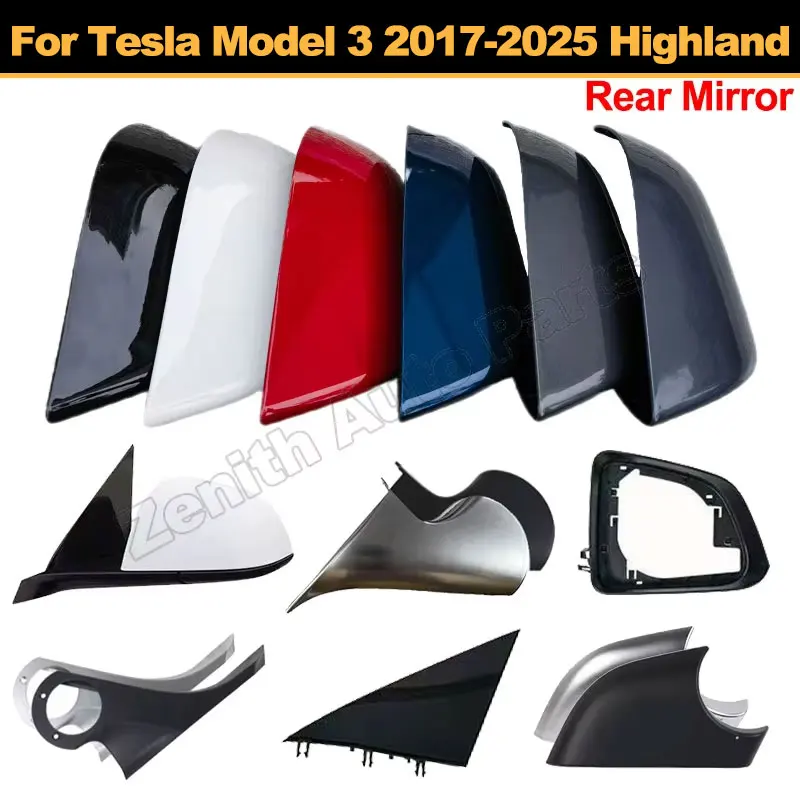 Car Rearview Mirror Cover Housing Lid Case Base Bracket Skeleton Trim Frame Bottom Cover Replacement For Tesla Model 3 -2025
