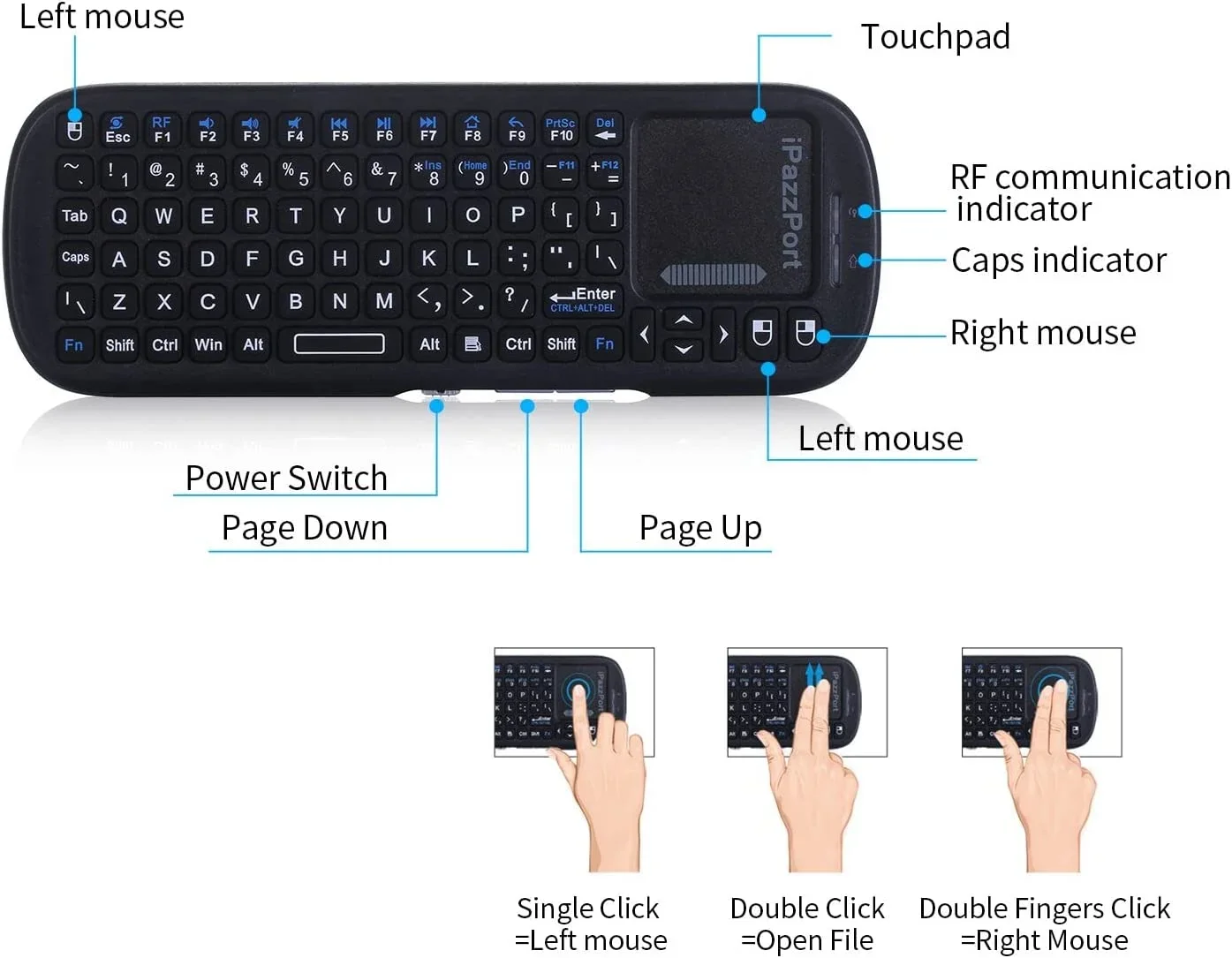 2.4G Wireless Keyboard With Touchpad Mouse Combo, Handheld Portable For Tablet/laptop/notebook/ Android TV Box/PC_voghion.com