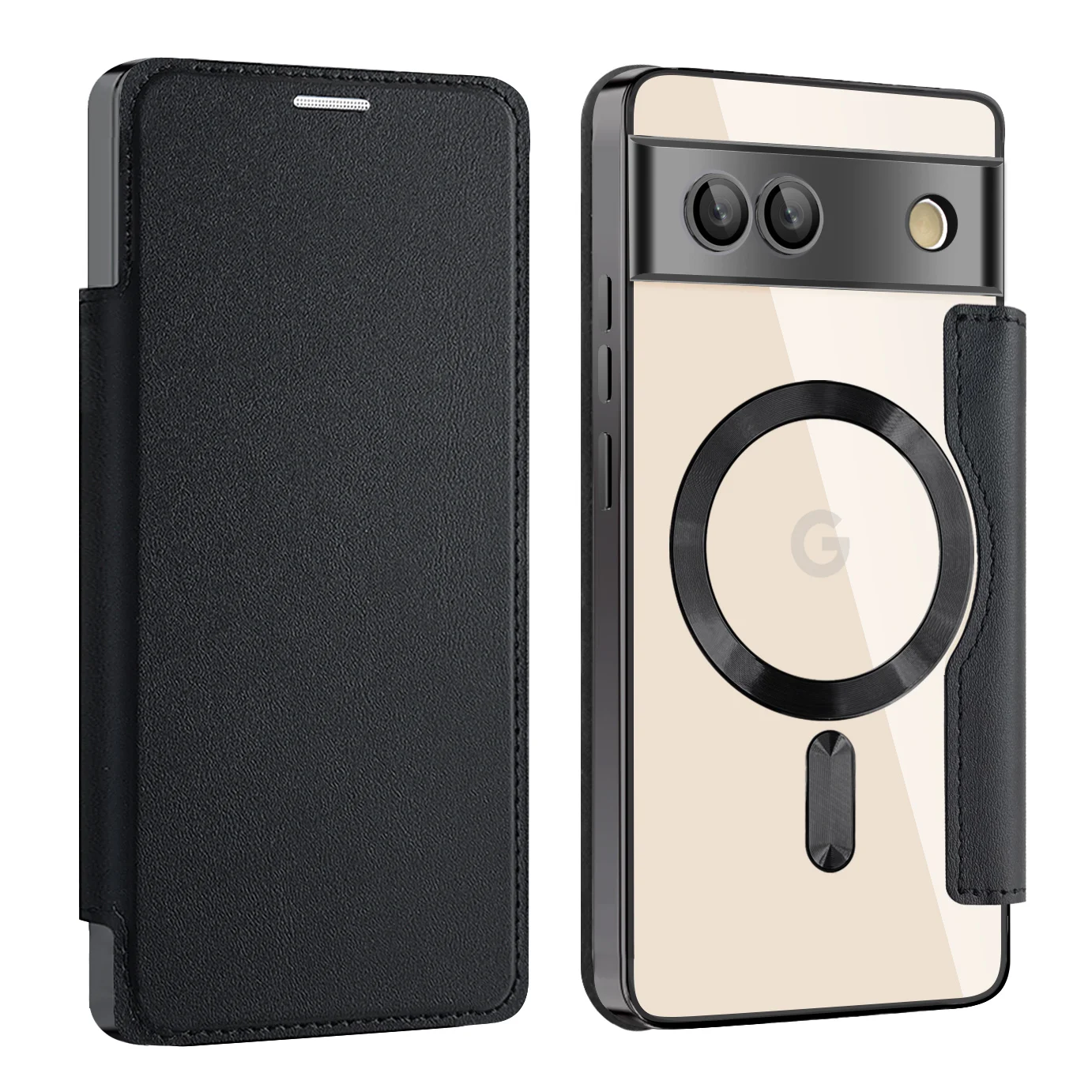 Electroplated Luxury Flip Leather Case with MagSafe Wireless Charging Protection