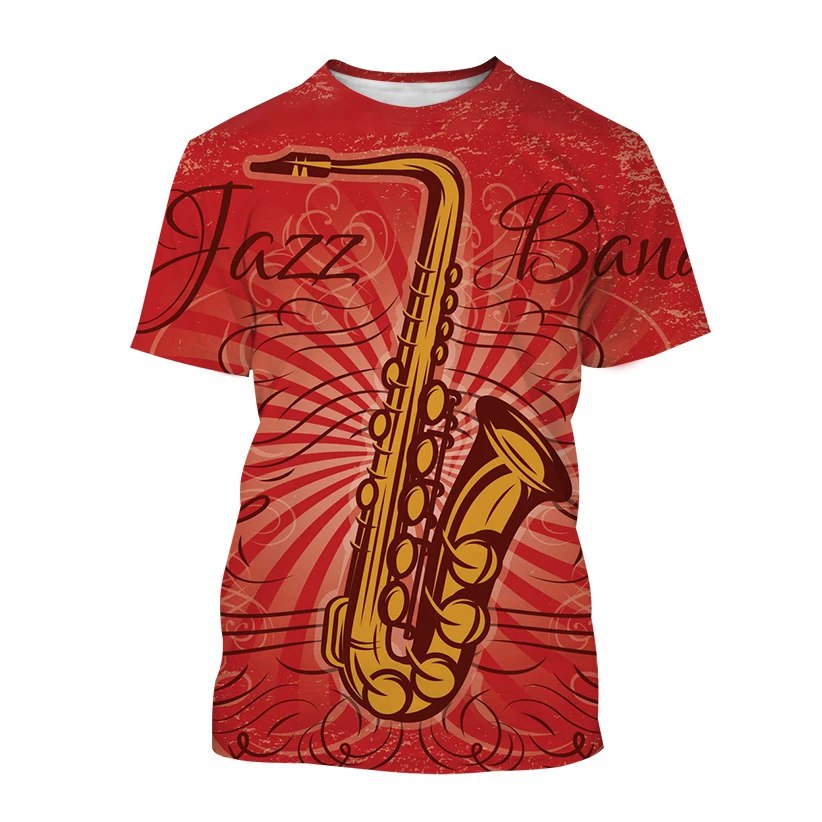 Saxophone 3D Print Short Sleeve T Shirt