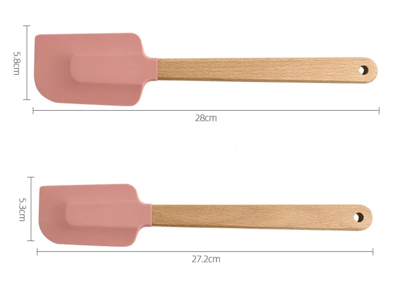 Description Picture 5 of itemWooden Handle Cake Pastry Spatula Silicone Chocolate Cream Pizza Scraper Mixer Butter Bread Spreader Kitchen Food Baking Blender