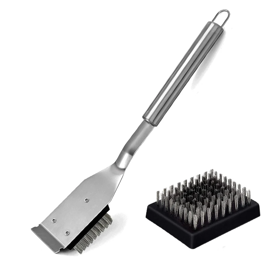 Premium BBQ Grill Cleaning Brush and Scraper - Wire Bristles, 16.5” Heavy-Duty Outdoor Grill Cleaner