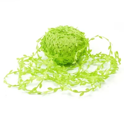 thumbnail image 1 of Hojas verdes artificiales de seda hechas a mano en forma de hoja de 10 metros para decoración de bodas, corona de bricolaje, regalo, álbum de recortes, artesanía, flor falsa, 1 of 5