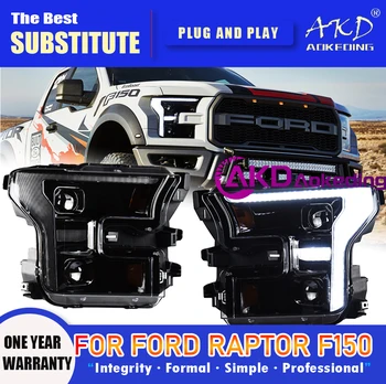 AKD Head Lamp for Ford Raptor F-150 F150 LED Headlight 2015-2020 Headlights DRL Turn Signal High Beam Angel Eye Projector Lens