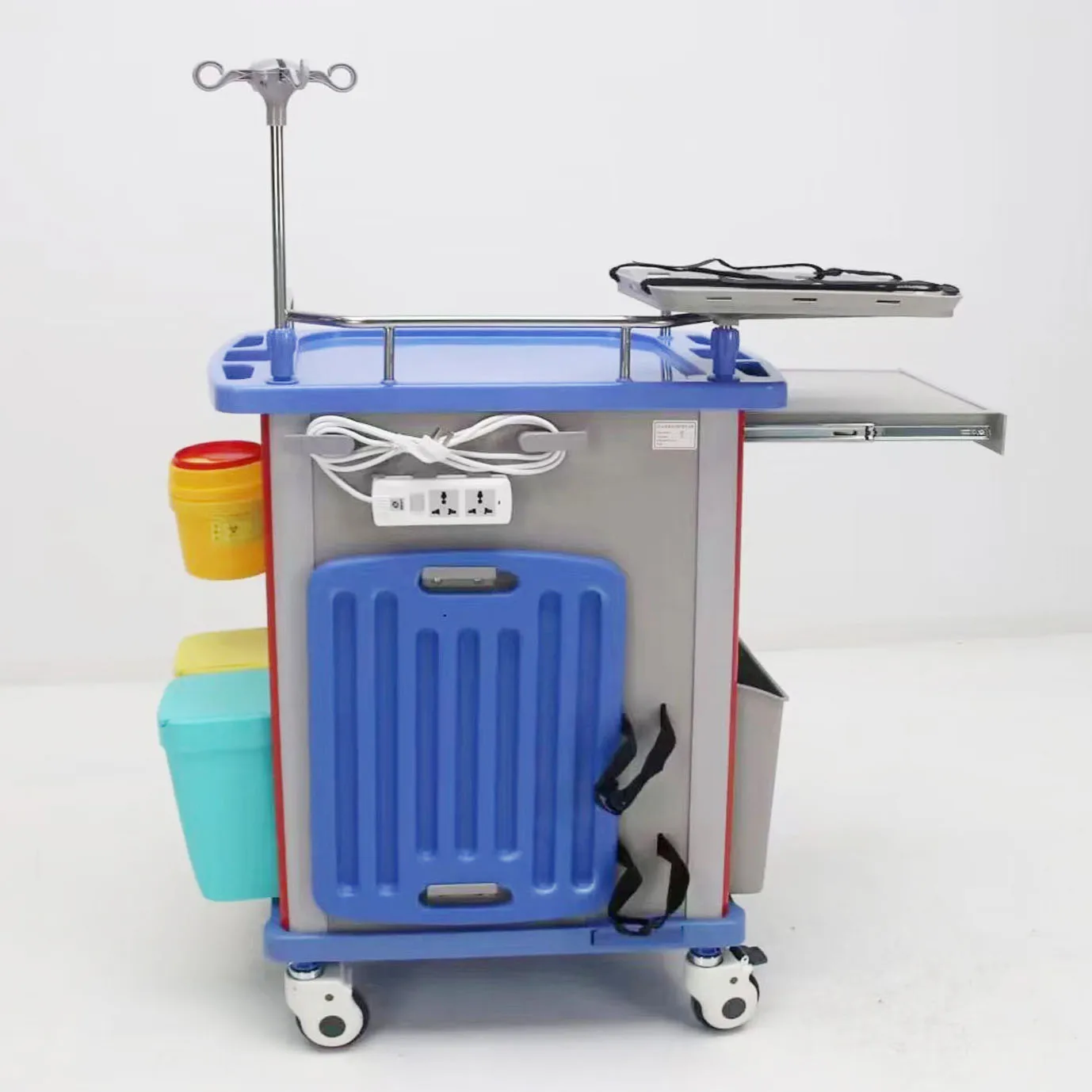 HET-75001B Clinic Cheap Mobile ABS Drugs Hospital Medical Crash Cart Plastic Emergency Medicine Trolley