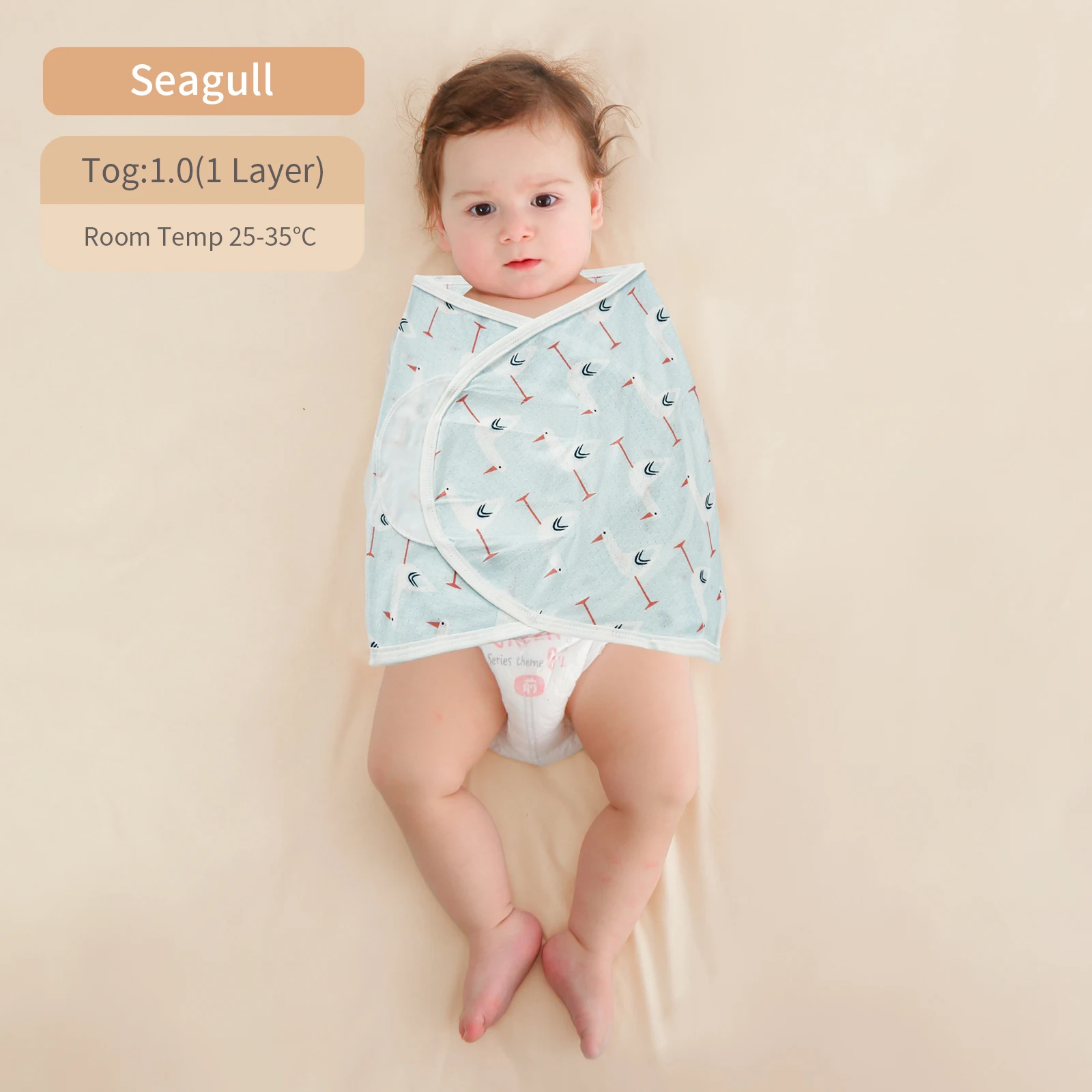 שמיכת חיתול לתינוקות בני 0-6 חודשים עם רצועה להגנה על הבטן שמיכת שינה לתינוקות חדשים בסגנון דק לקיץ