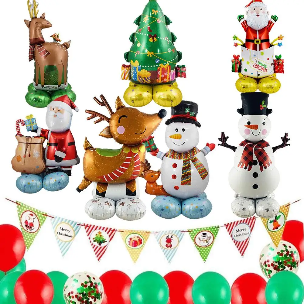 

Large Christmas Standing Balloon Santa Claus Snowman Decorations Christmas Tree 2024 New Year Balloon Home Xmas Navidad Par T3H5