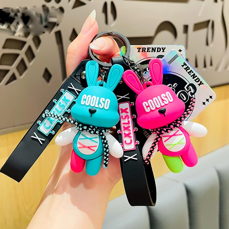  PRETYZOOM Peach Heart Bunny Rabbit Keychain Bag Easter Gift  Keyring Pendant Accessory (Assorted Color) : Home & Kitchen