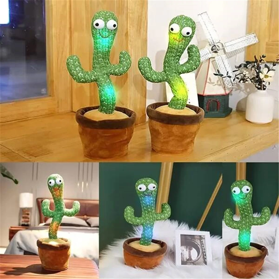 USB Electric Singing and Dancing Recording Repeater Cactus Plush Funny Decompression Kids Adult Party Toys