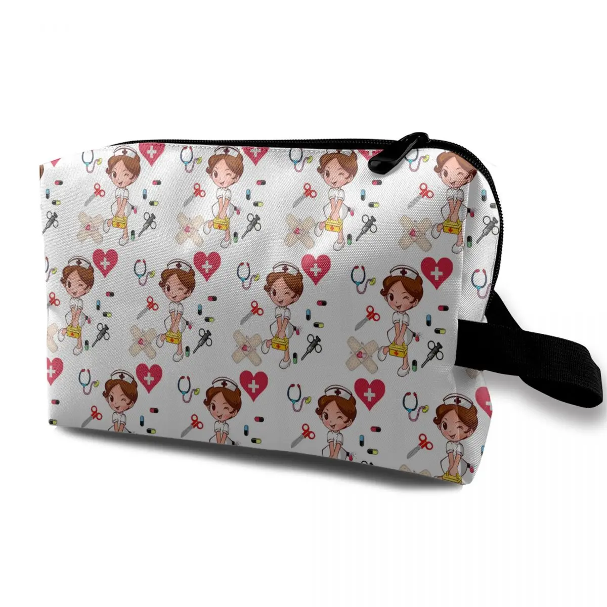 

NOISYDESIGNS Kawaii Nurse Print Women Cosmetic Bags Lovely Casual Travel Portable Storage Handbags Nurse Makeup Bag Toiletry Bag