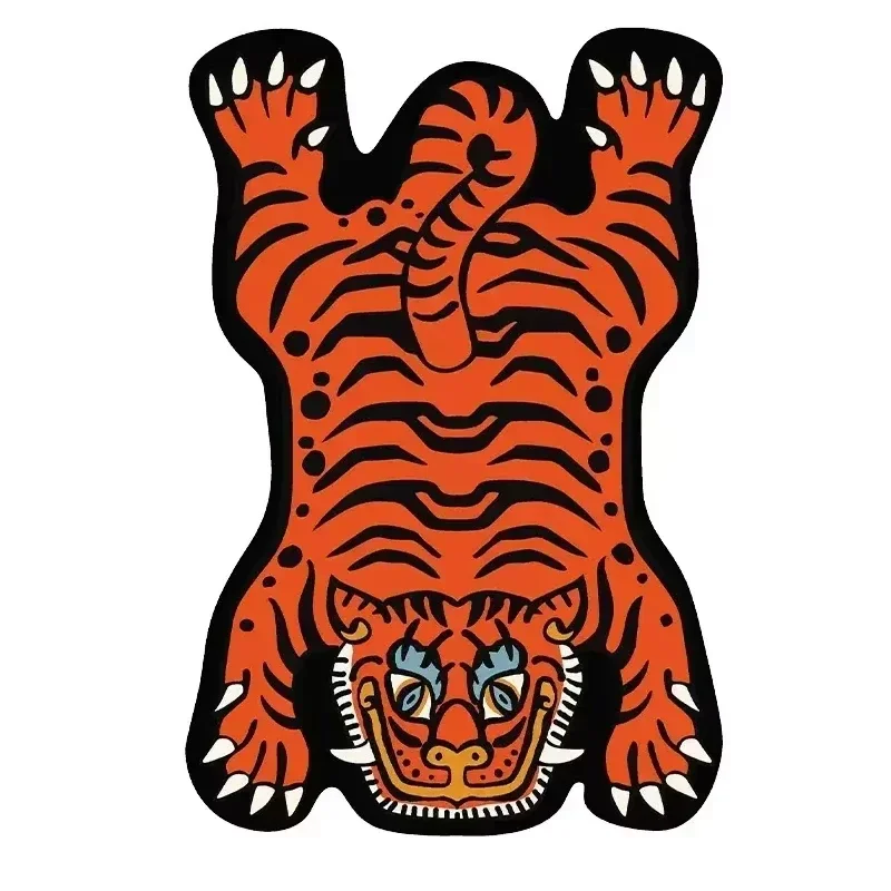 سجادة VIKAMA Cartoon Tiger - متينة وسهلة التنظيف لديكور المنزل وأريكة غرفة المعيشة وبساط طاولة القهوة بجانب السرير لغرفة النوم