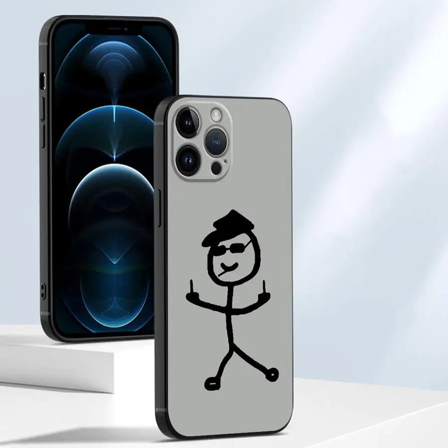 Black Soft Shell Cartoon Case with Funny Matchman Design