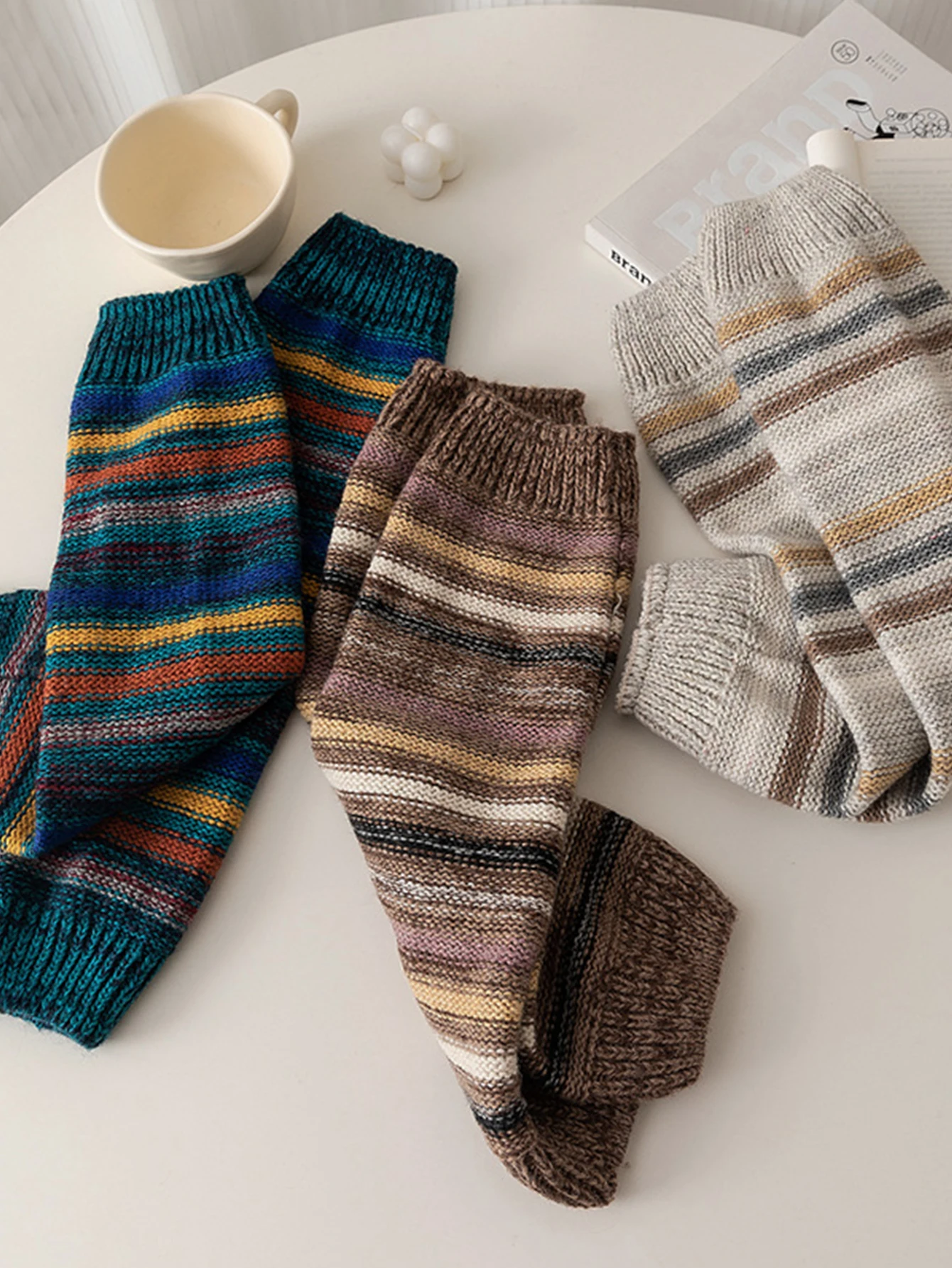 1 Pairs Women's Winter Knitting Leg Warmer, Breathable Loose Warm Streetwear Casual Boots Cuffs Cover For Daily Wear Leg sleeves