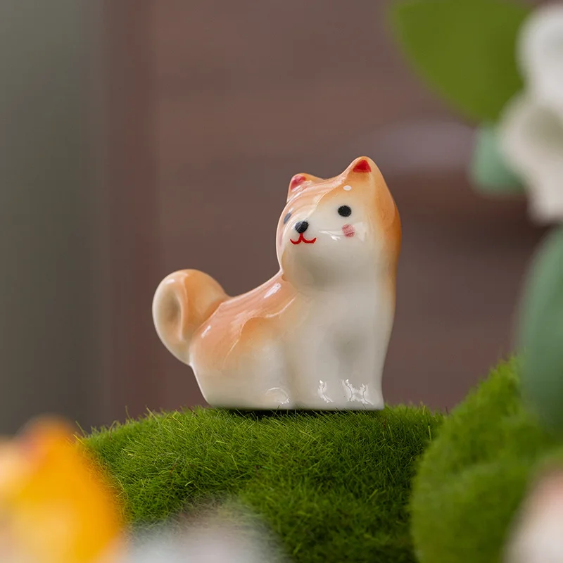 Japanese Shiba Inu Chopsticks Holder Animal Series Ceramic Table Decorative Ornaments Home Kitchen Spoon Rest Cute Tea Pets tea pet ornaments