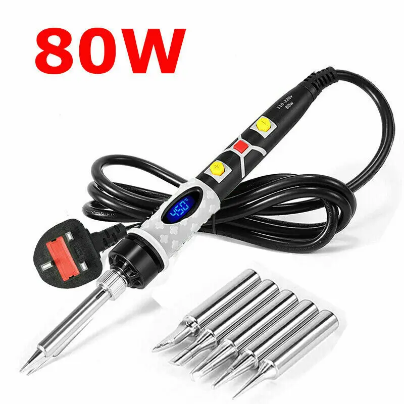 soldering iron station 80W Electric Soldering Iron Digital Internal Thermal Ceramic Heating Electronic Welding Tools With 5pcs Soldering Iron Head Set soldering irons & stations