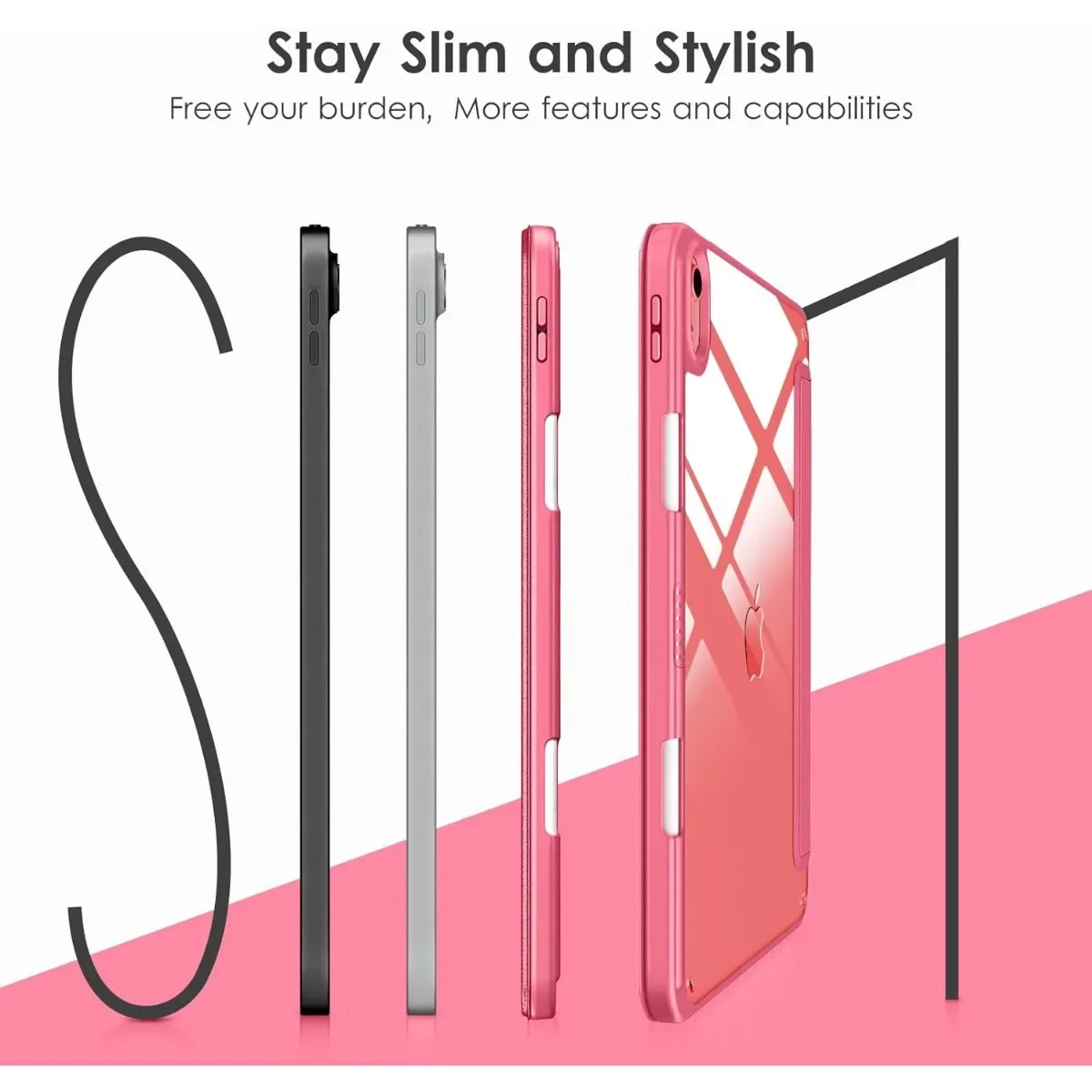 Clear Acrylic Back Tablet Case with TPU Protector and Pencil Holder