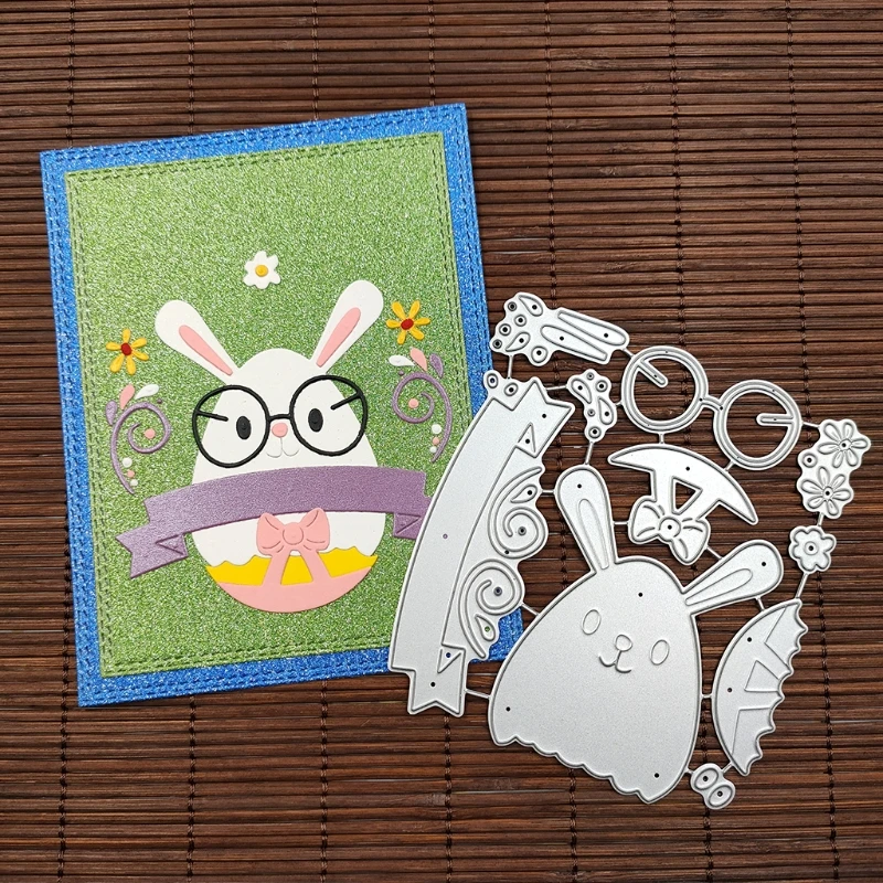 

Easter Bunny with Glasses Metal Cutting Dies Stencil Scrapbooking DIY Album Stamp Paper Card Embossing