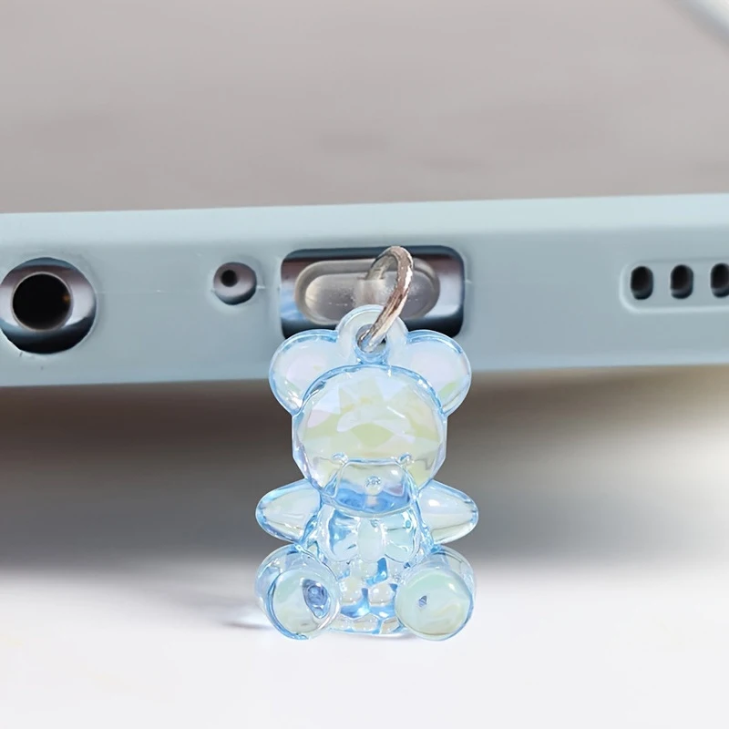 Adorable Kawaii Bear Phone Dust Plug Charm - Acrylic Dust Protection Cap