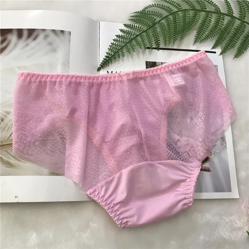 Sexy Men Underwear Briefs Bulge Pouch Lace Gay Underwear Middle Waist Soft Underpants Breathable Peni Pouch Bikini 2